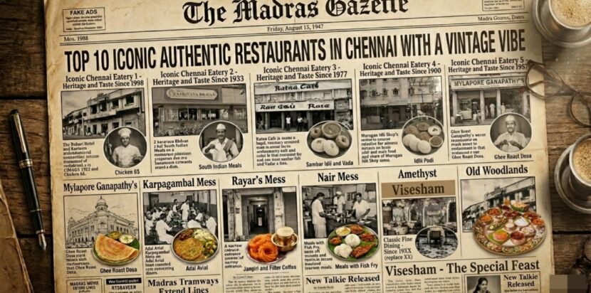 Top 10 Iconic Authentic Restaurants in Chennai with a Vintage Vibe